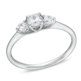 0.50 CT. T.W. Certified Lab-Grown Diamond Past Present Future® Engagement Ring in 14K White Gold (F/SI2)
