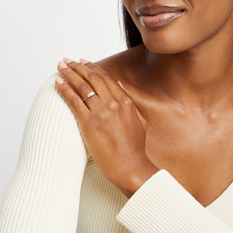 0.50 CT. T.W. Certified Lab-Grown Diamond Past Present Future® Engagement Ring in 14K White Gold (F/SI2)