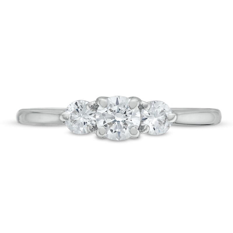 0.50 CT. T.W. Certified Lab-Grown Diamond Past Present Future® Engagement Ring in 14K White Gold (F/SI2)