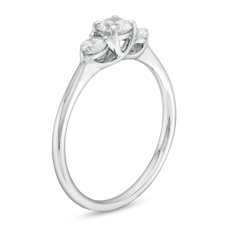 0.50 CT. T.W. Certified Lab-Grown Diamond Past Present Future® Engagement Ring in 14K White Gold (F/SI2)