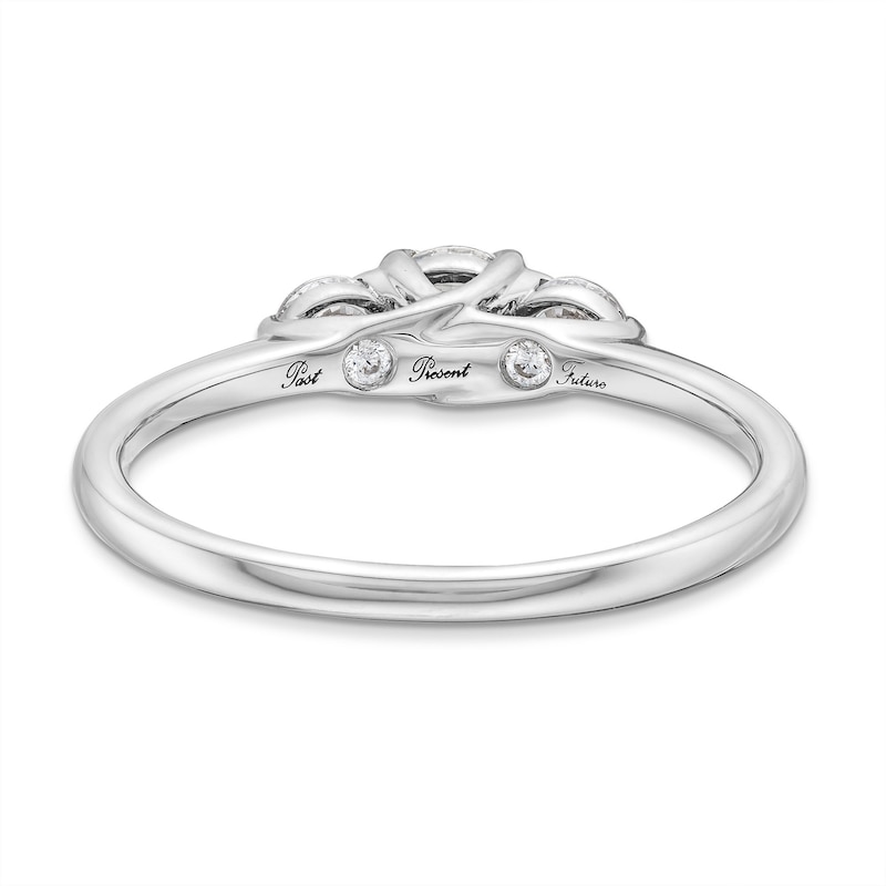 0.50 CT. T.W. Certified Lab-Grown Diamond Past Present Future® Engagement Ring in 14K White Gold (F/SI2)
