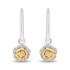 Enchanted Disney Belle 0.085 CT. T.W. Diamond Rose Drop Earrings in Sterling Silver and 10K Gold