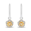 Thumbnail Image 1 of Enchanted Disney Belle 0.085 CT. T.W. Diamond Rose Drop Earrings in Sterling Silver and 10K Gold