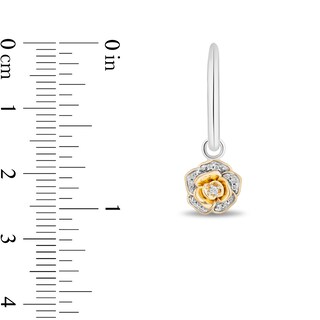 Enchanted Disney Belle 0.085 CT. T.W. Diamond Rose Drop Earrings in Sterling Silver and 10K Gold