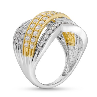 1.50 CT. T.W. Certified Lab-Created Diamond Multi-Row Chevron Band in 10K Two-Tone Gold (I/SI2)