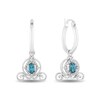 Enchanted Disney Cinderella Oval London Blue Topaz and 0.08 CT. T.W. Diamond Carriage Drop Earrings in Sterling Silver