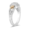 Thumbnail Image 2 of Enchanted Disney Belle 0.29 CT. T.W. Cushion-Shaped Multi-Diamond Frame Ring in Sterling Silver and 10K Gold