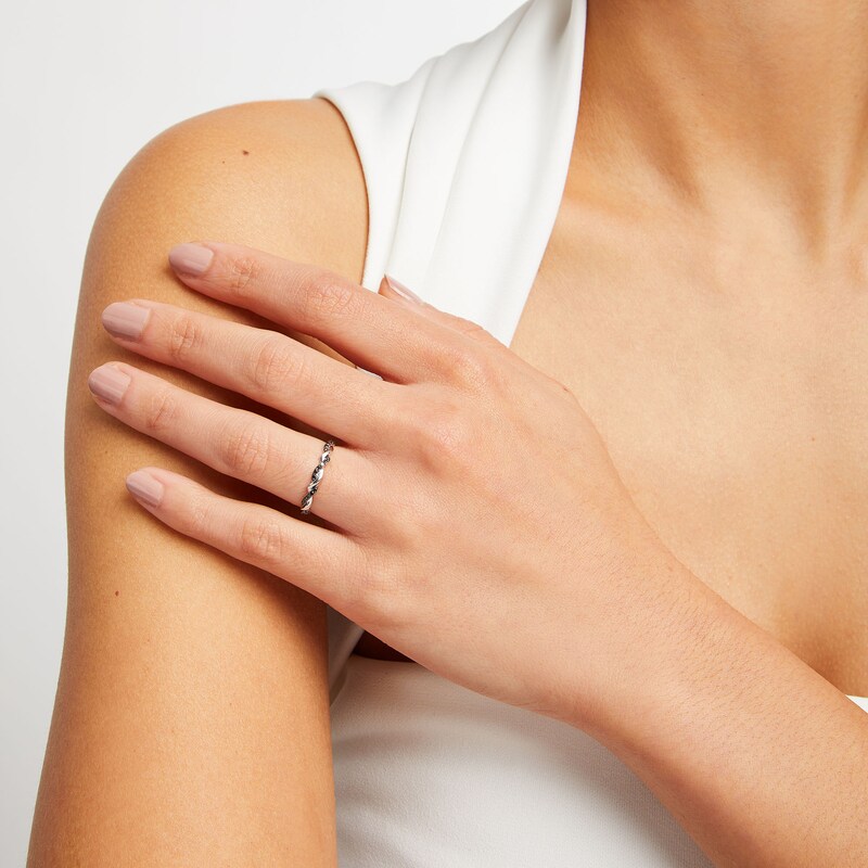 Main Image 2 of Circle of Gratitude® Collection 0.065 CT. T.W. Black Diamond Polished Twist Band in Sterling Silver