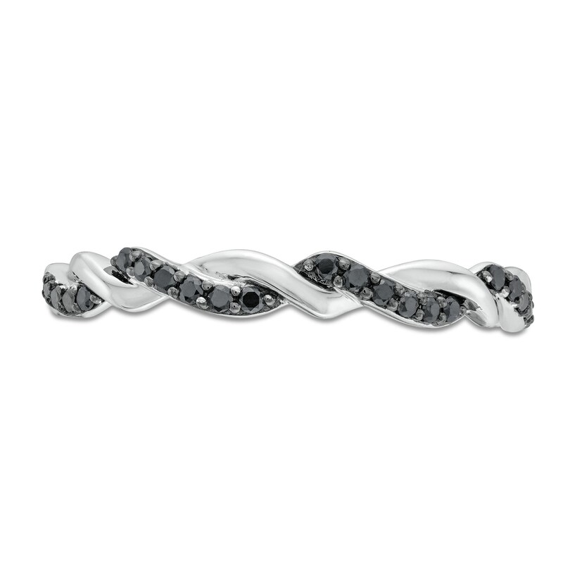 Main Image 4 of Circle of Gratitude® Collection 0.065 CT. T.W. Black Diamond Polished Twist Band in Sterling Silver