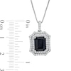 Thumbnail Image 3 of Emerald-Cut Black Lab-Created Sapphire and White Lab-Created Sapphire Ornate Frame Pendant in Sterling Silver