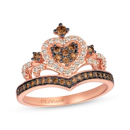 Le Vian® 0.50 CT. T.W. Chocolate Diamond® and Nude Diamond™ Heart Crown Ring in 14K Strawberry Gold™
