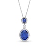 Thumbnail Image 0 of Blue and White Lab-Created Sapphire Dangle Pendant in Sterling Silver