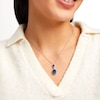 Thumbnail Image 2 of Blue and White Lab-Created Sapphire Dangle Pendant in Sterling Silver