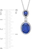 Thumbnail Image 3 of Blue and White Lab-Created Sapphire Dangle Pendant in Sterling Silver