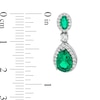 Thumbnail Image 2 of Pear-Shaped Lab-Created Emerald and White Lab-Created Sapphire Frame Dangle Drop Earrings in Sterling Silver