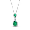Thumbnail Image 1 of Pear-Shaped Lab-Created Emerald and White Lab-Created Sapphire Frame Dangle Drop Pendant in Sterling Silver