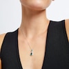 Thumbnail Image 2 of Pear-Shaped Lab-Created Emerald and White Lab-Created Sapphire Frame Dangle Drop Pendant in Sterling Silver