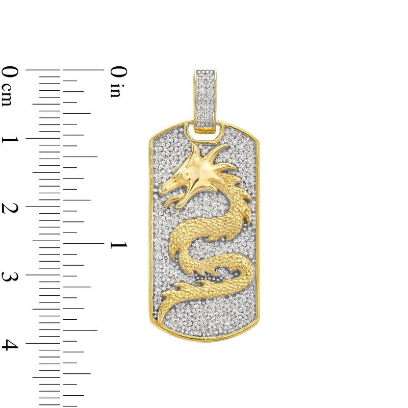 Main Image 2 of 1.00 CT. T.W. Diamond Dragon Dog Tag Necklace Charm in 10K Gold