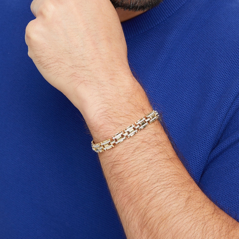 Main Image 2 of Men's 1.00 CT. T.W. Diamond Links Bracelet in 10K Gold - 8.5"