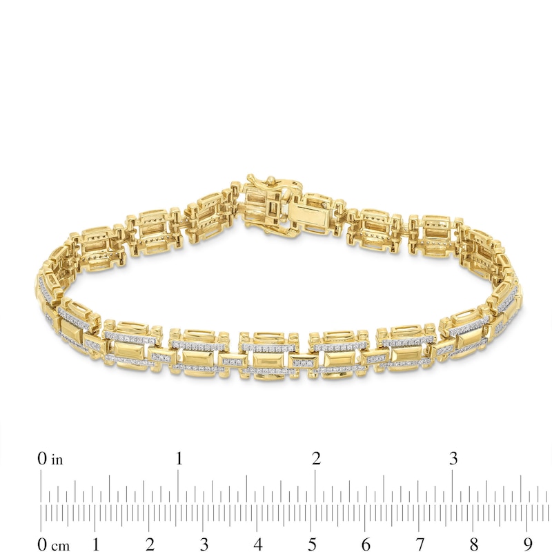Main Image 4 of Men's 1.00 CT. T.W. Diamond Links Bracelet in 10K Gold - 8.5"