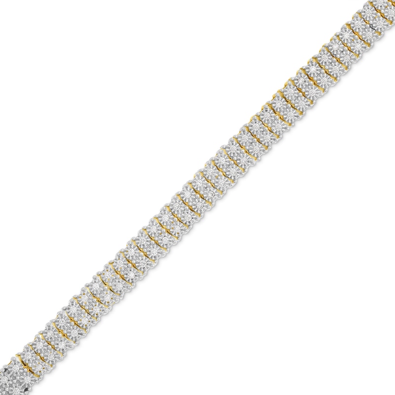 Main Image 1 of Men's 1.00 CT. T.W. Diamond Miracle Double Row Bracelet in 10K Gold - 8.5"