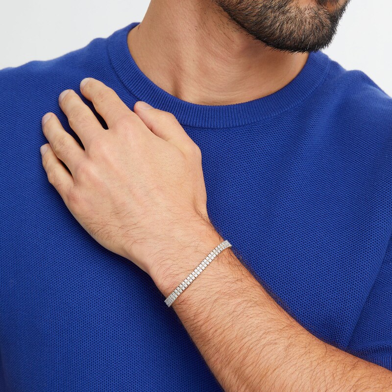 Main Image 2 of Men's 1.00 CT. T.W. Diamond Miracle Double Row Bracelet in 10K Gold - 8.5"