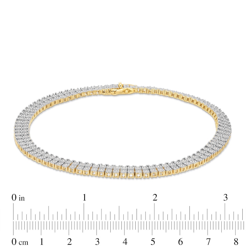 Main Image 4 of Men's 1.00 CT. T.W. Diamond Miracle Double Row Bracelet in 10K Gold - 8.5"