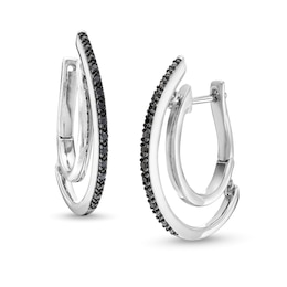 Unstoppable Love™ 0.29 CT. T.W. Black Diamond Hoop Earrings in Sterling Silver