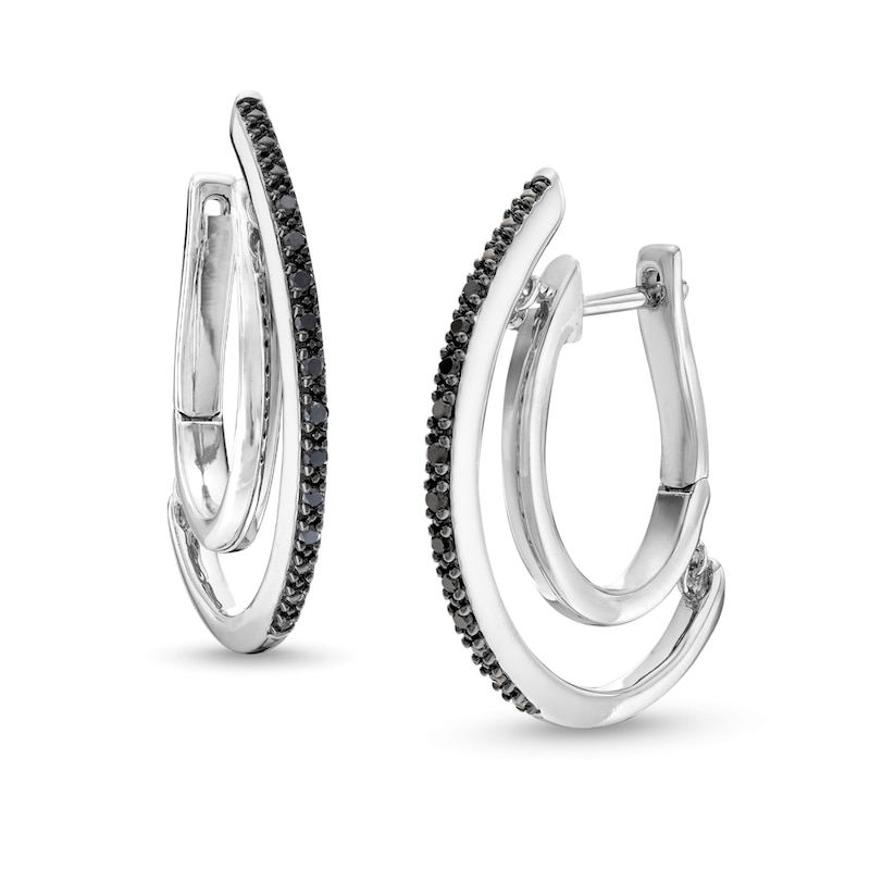 Unstoppable Love™ 0.29 CT. T.W. Black Diamond Hoop Earrings in Sterling Silver|Peoples Jewellers