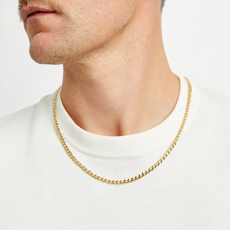 Main Image 2 of Men's 5.6mm Curb Chain Necklace in Hollow 10K Gold - 22"