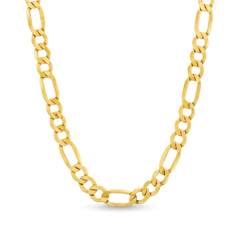 Main Image 1 of Men's 7.6mm Figaro Link Chain Necklace in Hollow 10K Gold - 24"