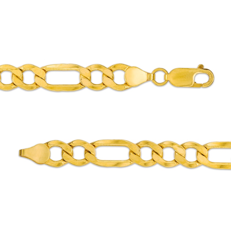 Main Image 3 of Men's 7.6mm Figaro Link Chain Necklace in Hollow 10K Gold - 24"
