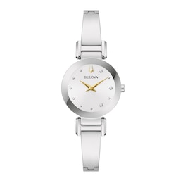 Ladies' Marc Anthony Modern Diamond Accent Silver-Tone Bangle Watch with White Dial (Model: 96P241)