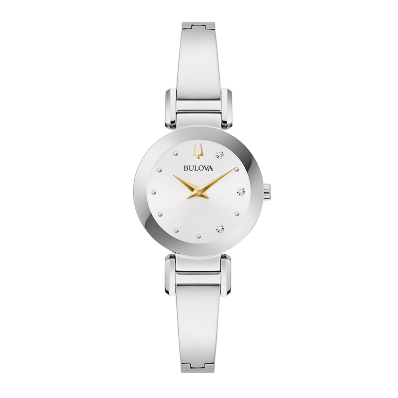 Main Image 1 of Ladies' Marc Anthony Modern Diamond Accent Silver-Tone Bangle Watch with White Dial (Model: 96P241)