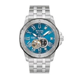Men's Bulova Marc Anthony Series A Diamond Accent Watch with Blue Skeleton Dial (Model: 98D184)