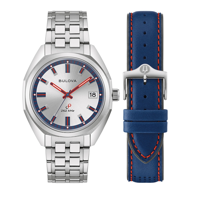 Main Image 1 of Men's Bulova Jet Star Interchangeable Strap Watch with Red and Blue Accent Dial (Model: 96K112)