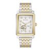 Thumbnail Image 1 of Men's Bulova Sutton Two-Tone Watch with Rectangular White Dial and Skeleton Heart (Model: 98A308)