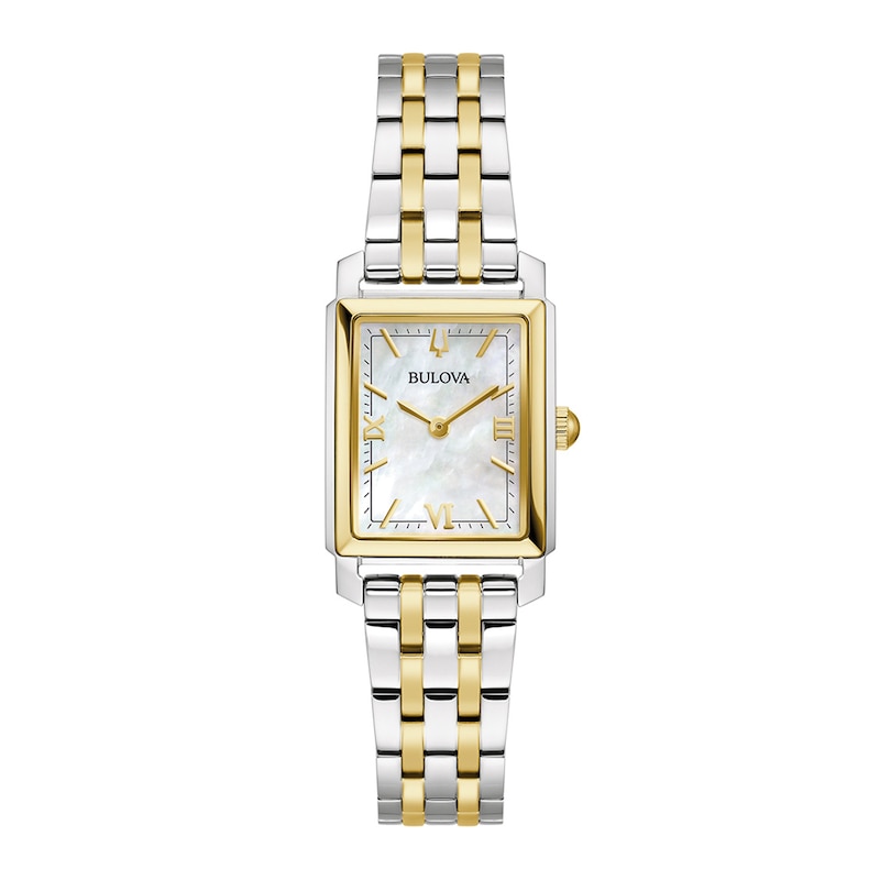 Main Image 1 of Ladies' Bulova Sutton Two-Tone Watch with Rectangular Mother-of-Pearl Dial (Model: 98L308)
