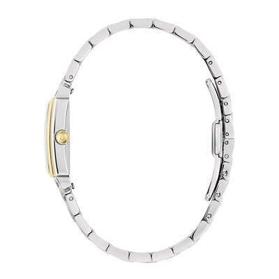 Ladies' Bulova Sutton Two-Tone Watch with Rectangular Mother-of-Pearl Dial (Model: 98L308)