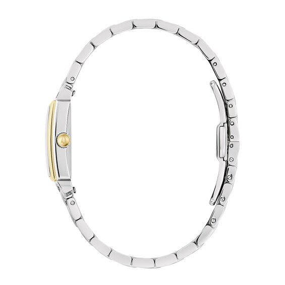 Ladies' Bulova Sutton Two-Tone Watch with Rectangular Mother-of-Pearl Dial (Model: 98L308)