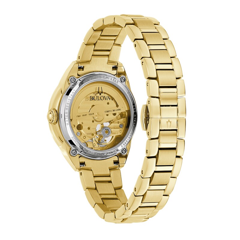 Main Image 3 of Ladies' Bulova Sutton Gold-Tone Watch with Mother-of-Pearl Dial and Skeleton Heart (Model: 97L172)