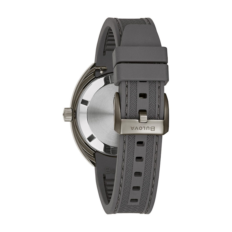 Main Image 3 of Men's Bulova Oceanographer Grey IP Black Strap Automatic Watch with Luminescent White Dial (Model: 98B407)