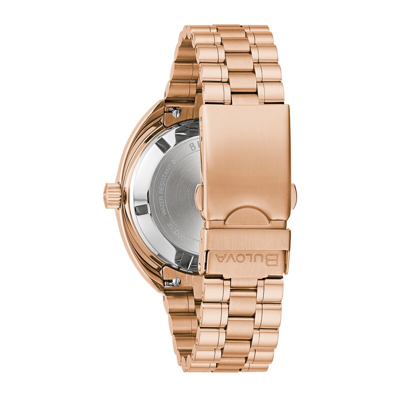 Main Image 3 of Men's Bulova Oceanographer Rose-Tone Brown Accent Automatic Watch with Black Dial (Model: 97B215)