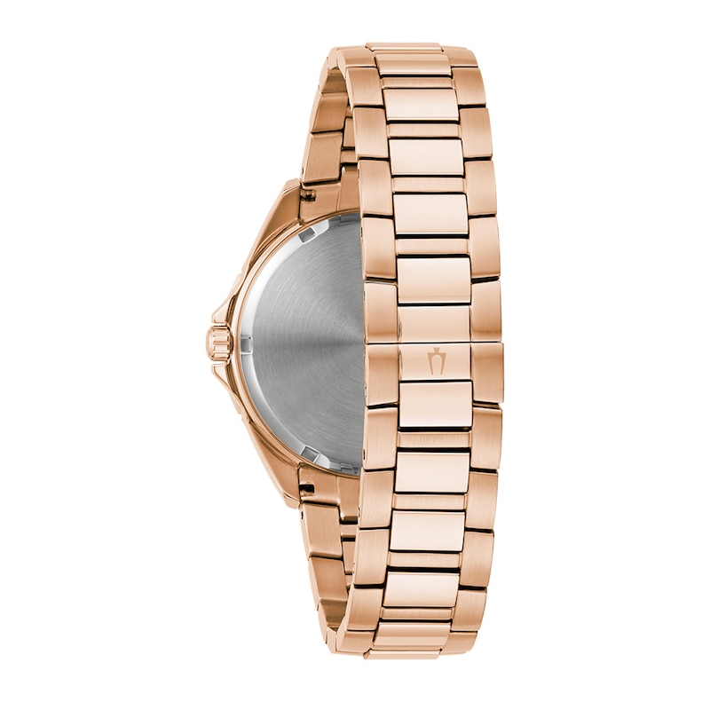 Main Image 3 of Bulova Phantom Rainbow Crystal Accent Rose-Tone Watch with Black Dial (Model: 97A180)