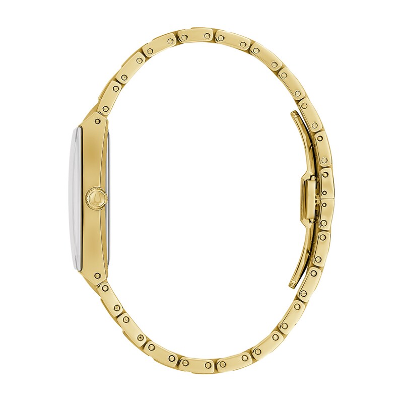 Main Image 2 of Men's Bulova Quadra Marc Anthony Diamond Accent Gold-Tone Watch with Black Square Dial (Model: 97D132)