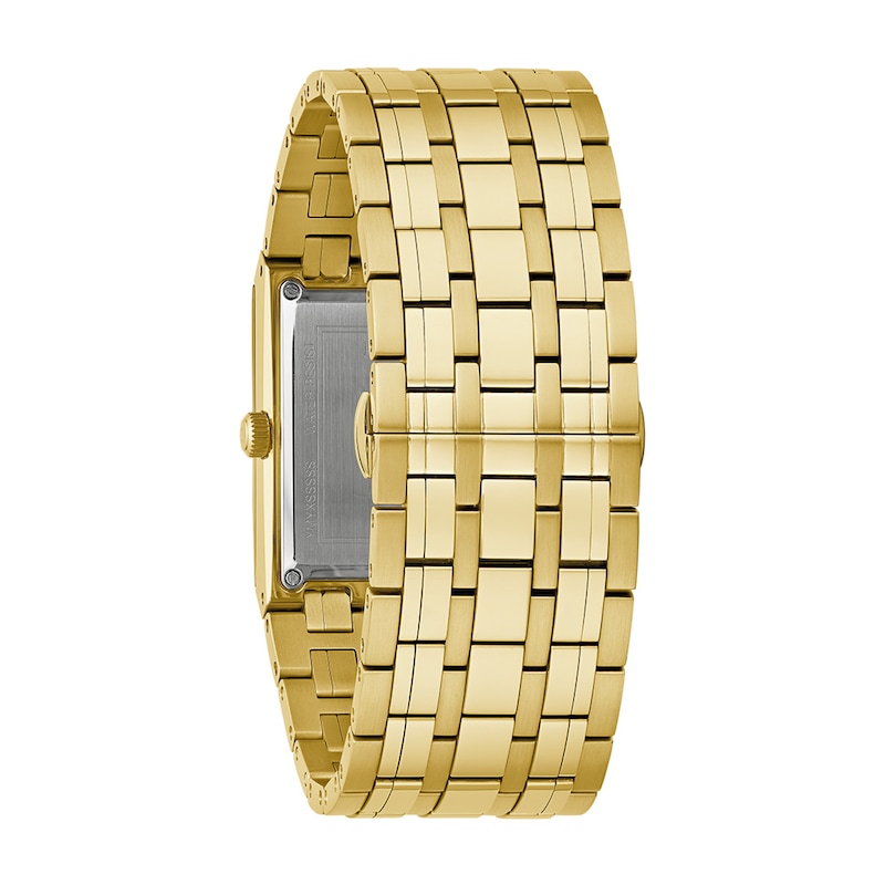Main Image 3 of Men's Bulova Quadra Marc Anthony Diamond Accent Gold-Tone Watch with Black Square Dial (Model: 97D132)