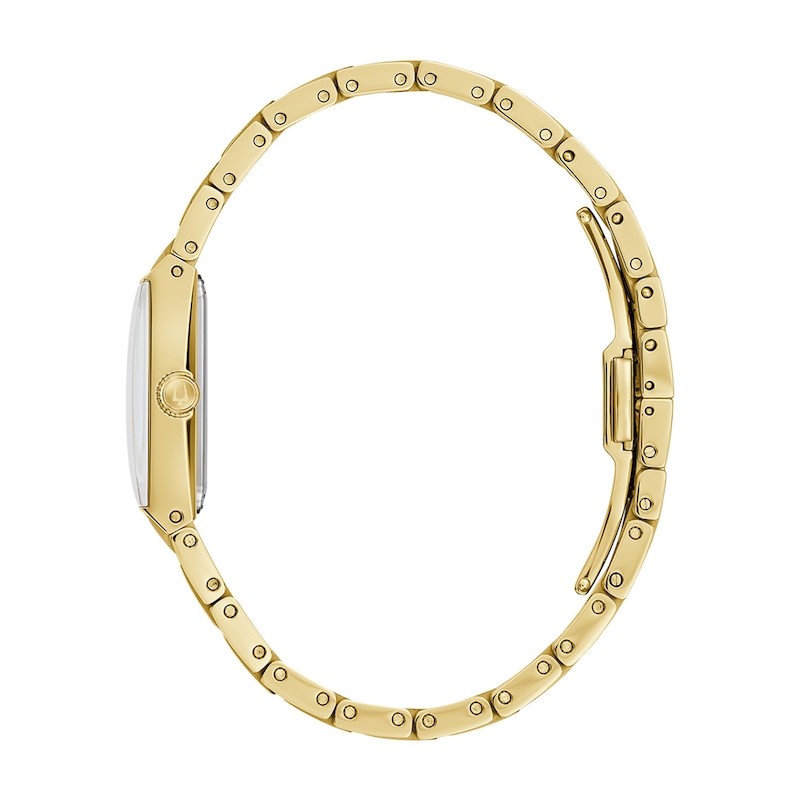 Main Image 2 of Ladies' Bulova Quadra Marc Anthony Diamond Accent Gold-Tone Watch with Black Square Dial (Model: 97P167)