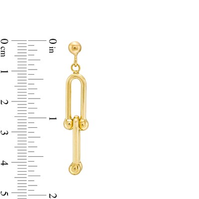 Stirrup Link Drop Earrings in Hollow 14K Gold