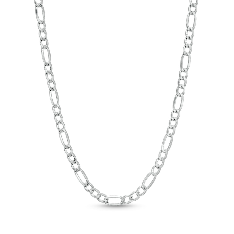 Men's Diamond-Cut 3.3mm Figaro Chain Necklace in Hollow 10K White Gold - 18"|Peoples Jewellers