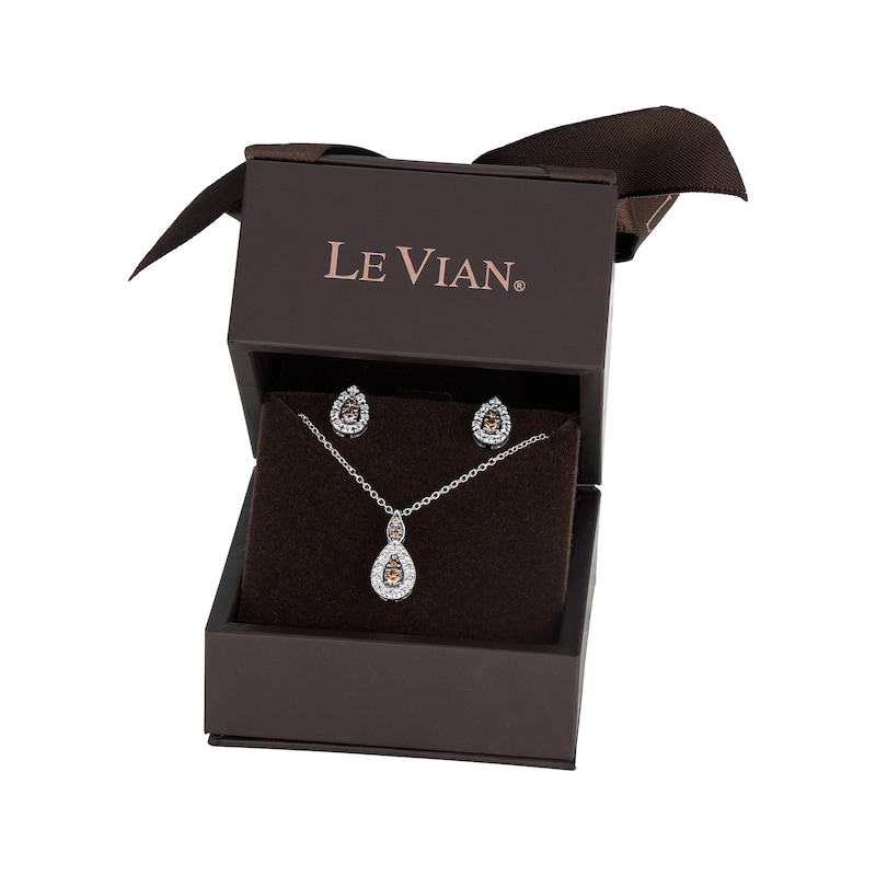 Main Image 4 of Le Vian® 0.35 CT. T.W. Chocolate Diamond® and Nude Diamond™ Frame Pendant and Stud Earrings Set in 14K Vanilla Gold™